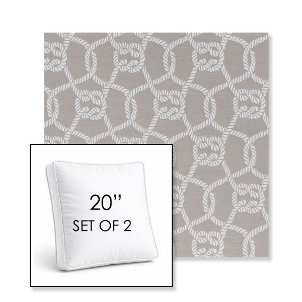 Picture of Bar Harbor Pebble | Set of 2 | 20" Sunbrella Boxed Square Outdoor Throw Pillows with Premium Inserts