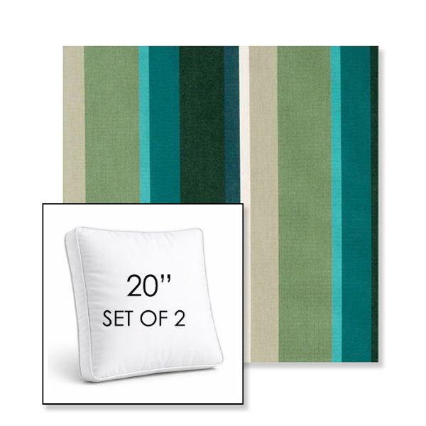 Picture of Beaming Lagoon | Set of 2 | 20" Sunbrella Boxed Square Outdoor Throw Pillows with Premium Inserts