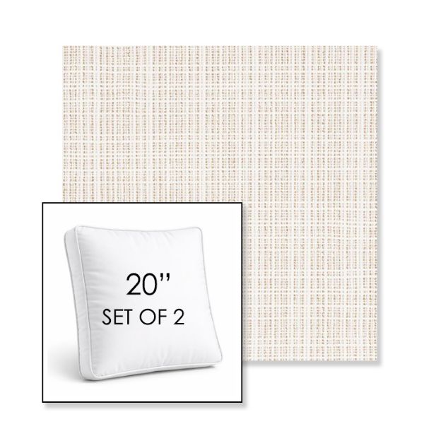 Picture of Benson Sand | Set of 2 | 20" Sunbrella Boxed Square Outdoor Throw Pillows with Premium Inserts