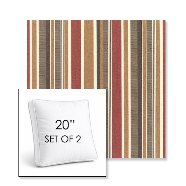 Picture of Brannon Redwood | Set of 2 | 20" Sunbrella Boxed Square Outdoor Throw Pillows with Premium Inserts