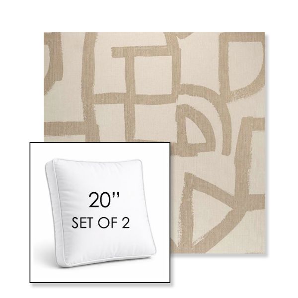 Picture of Brushstroke Stucco | Set of 2 | 20" Sunbrella Boxed Square Outdoor Throw Pillows with Premium Inserts