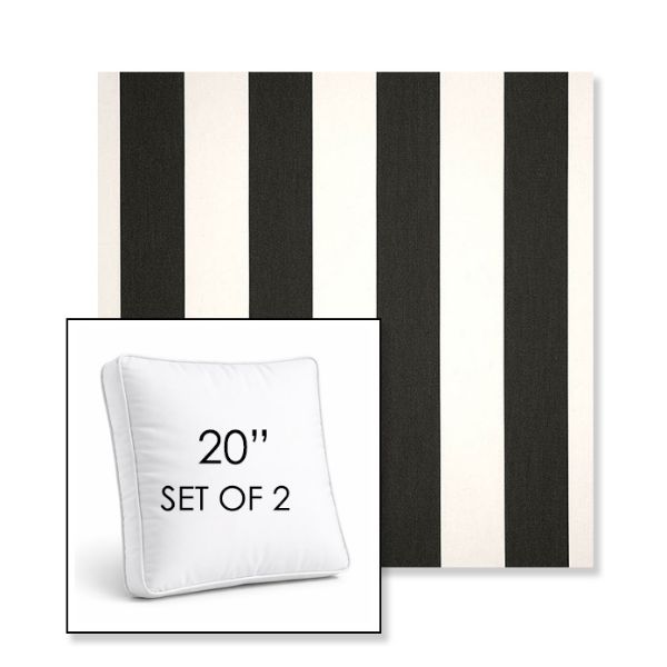 Picture of Cabana Classic | Set of 2 | 20" Sunbrella Boxed Square Outdoor Throw Pillows with Premium Inserts