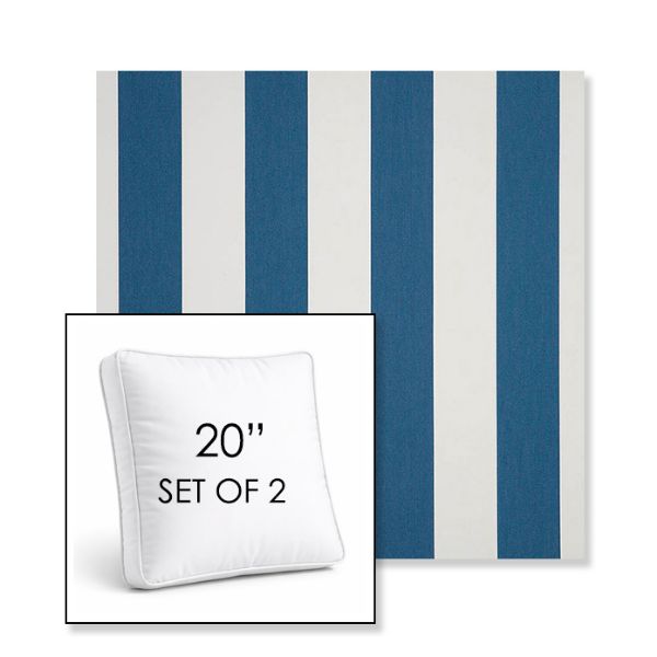 Picture of Cabana Regatta | Set of 2 | 20" Sunbrella Boxed Square Outdoor Throw Pillows with Premium Inserts
