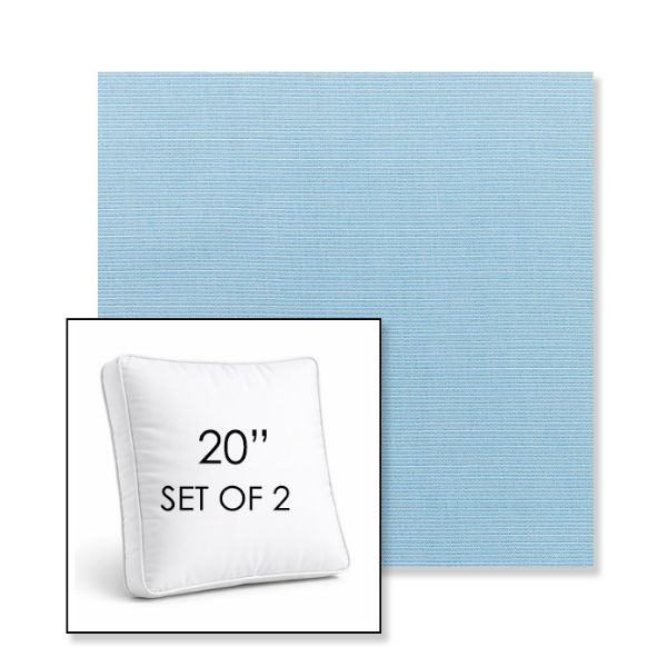 Picture of Canvas Air Blue | Set of 2 | 20" Sunbrella Boxed Square Outdoor Throw Pillows with Premium Inserts