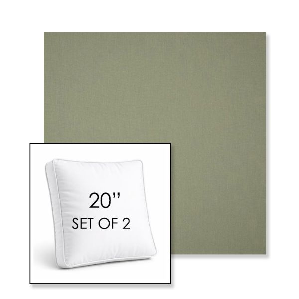 Picture of Canvas Almond | Set of 2 | 20" Sunbrella Boxed Square Outdoor Throw Pillows with Premium Inserts