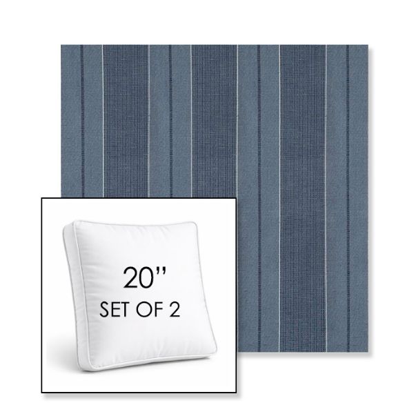 Picture of Carlo Denim | Set of 2 | 20" Sunbrella Boxed Square Outdoor Throw Pillows with Premium Inserts