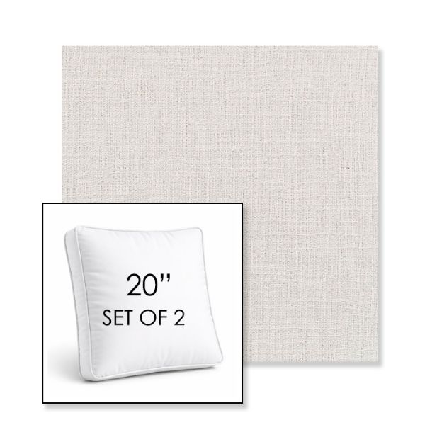 Picture of Cassava White | Set of 2 | 20" Sunbrella Boxed Square Outdoor Throw Pillows with Premium Inserts