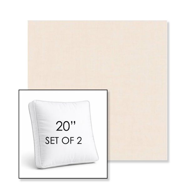 Picture of Cast Bisque | Set of 2 | 20" Sunbrella Boxed Square Outdoor Throw Pillows with Premium Inserts