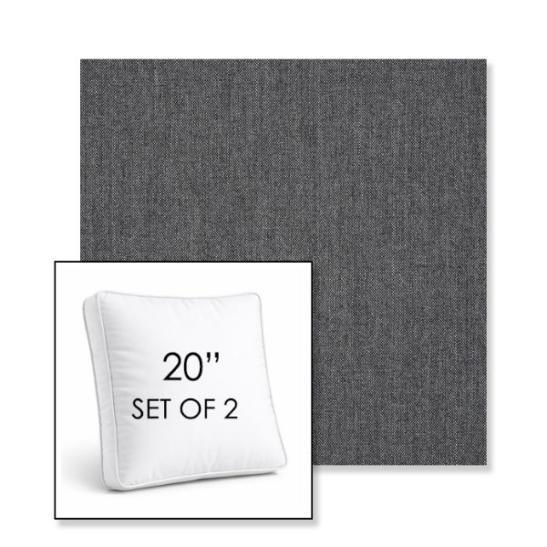 Picture of Cast Charcoal | Set of 2 | 20" Sunbrella Boxed Square Outdoor Throw Pillows with Premium Inserts