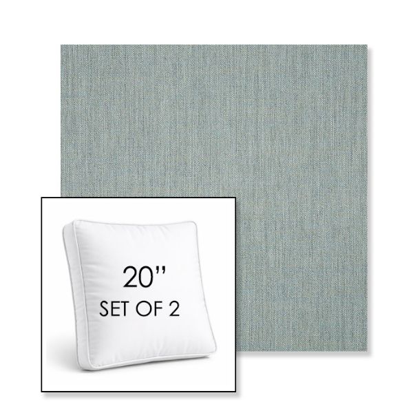 Picture of Cast Mist | Set of 2 | 20" Sunbrella Boxed Square Outdoor Throw Pillows with Premium Inserts