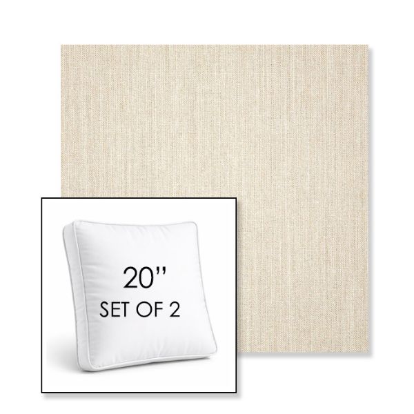 Picture of Cast Pumice | Set of 2 | 20" Sunbrella Boxed Square Outdoor Throw Pillows with Premium Inserts