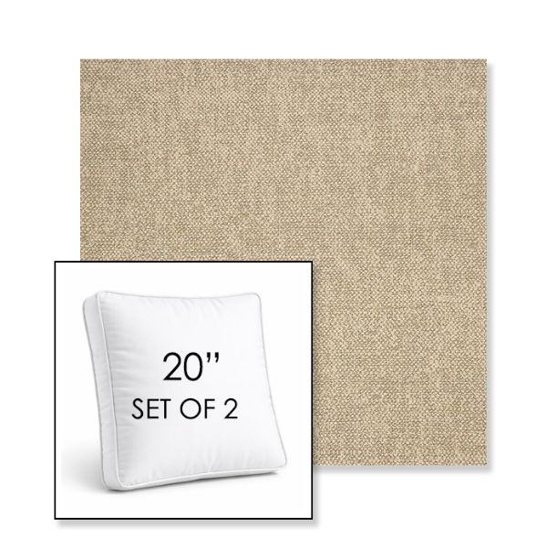 Picture of Chartres Malt | Set of 2 | 20" Sunbrella Boxed Square Outdoor Throw Pillows with Premium Inserts