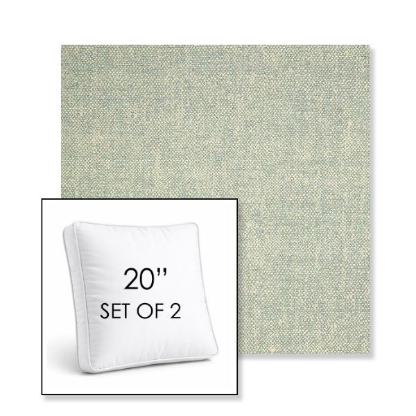 Picture of Chartres Mist | Set of 2 | 20" Sunbrella Boxed Square Outdoor Throw Pillows with Premium Inserts