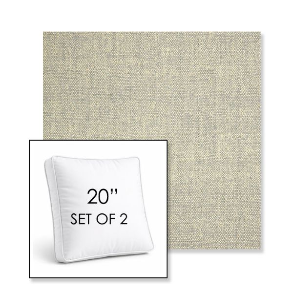 Picture of Chartres Pebble | Set of 2 | 20" Sunbrella Boxed Square Outdoor Throw Pillows with Premium Inserts