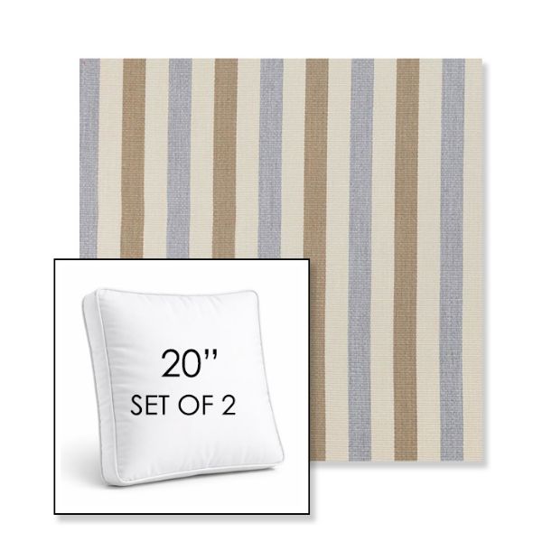 Picture of Costa Beachstone | Set of 2 | 20" Sunbrella Boxed Square Outdoor Throw Pillows with Premium Inserts