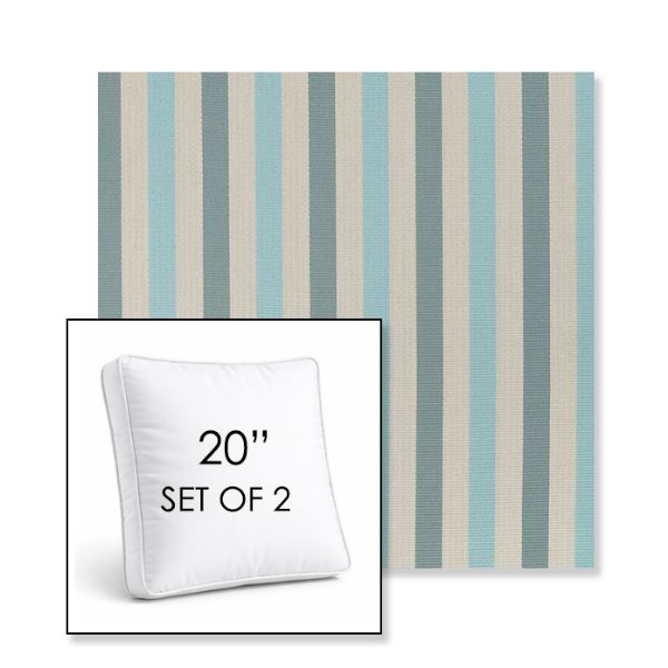 Picture of Costa Clearwater | Set of 2 | 20" Sunbrella Boxed Square Outdoor Throw Pillows with Premium Inserts