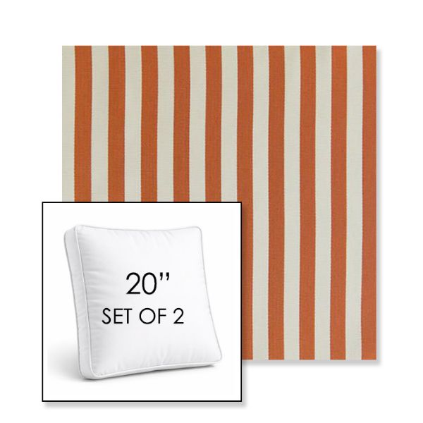 Picture of Costa Nectarine | Set of 2 | 20" Sunbrella Boxed Square Outdoor Throw Pillows with Premium Inserts