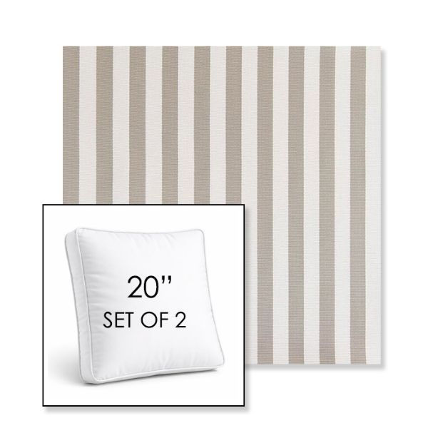 Picture of Costa Nickel | Set of 2 | 20" Sunbrella Boxed Square Outdoor Throw Pillows with Premium Inserts