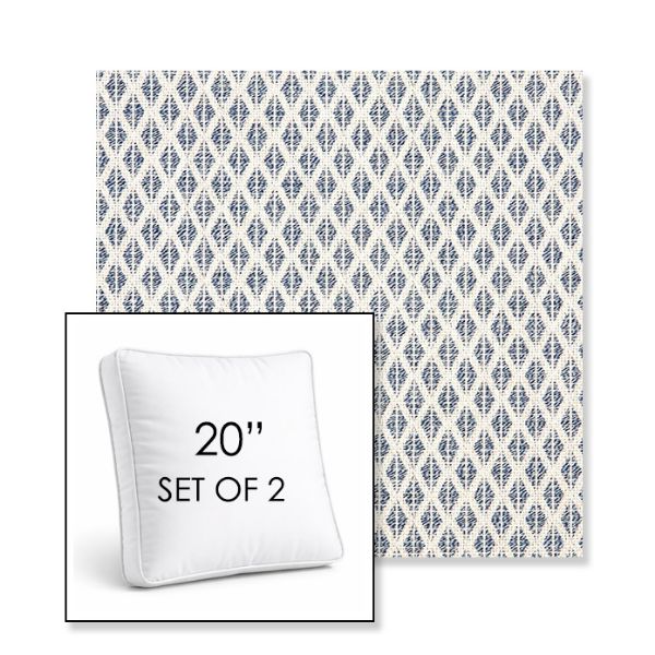 Picture of Detail Denim | Set of 2 | 20" Sunbrella Boxed Square Outdoor Throw Pillows with Premium Inserts