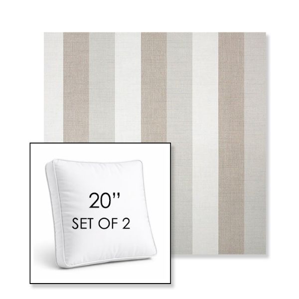 Picture of Direction Linen | Set of 2 | 20" Sunbrella Boxed Square Outdoor Throw Pillows with Premium Inserts