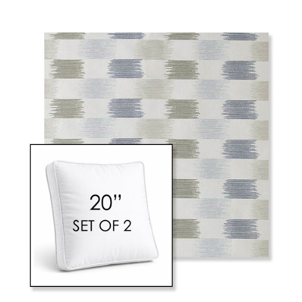 Picture of Dream Mist | Set of 2 | 20" Sunbrella Boxed Square Outdoor Throw Pillows with Premium Inserts