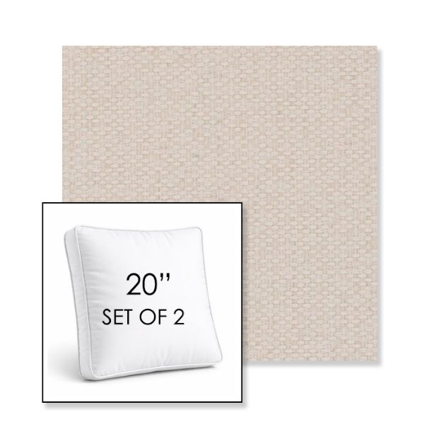 Picture of Dumont Cream | Set of 2 | 20" Sunbrella Boxed Square Outdoor Throw Pillows with Premium Inserts