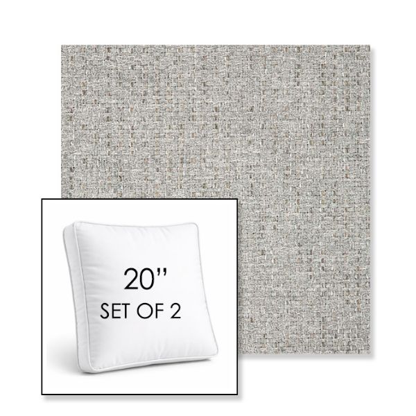 Picture of Dumont Dove | Set of 2 | 20" Sunbrella Boxed Square Outdoor Throw Pillows with Premium Inserts
