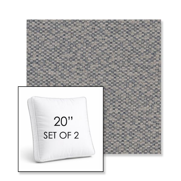 Picture of Dumont Slate | Set of 2 | 20" Sunbrella Boxed Square Outdoor Throw Pillows with Premium Inserts