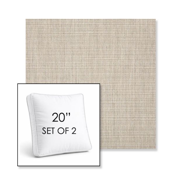 Picture of Echo Ash | Set of 2 | 20" Sunbrella Boxed Square Outdoor Throw Pillows with Premium Inserts