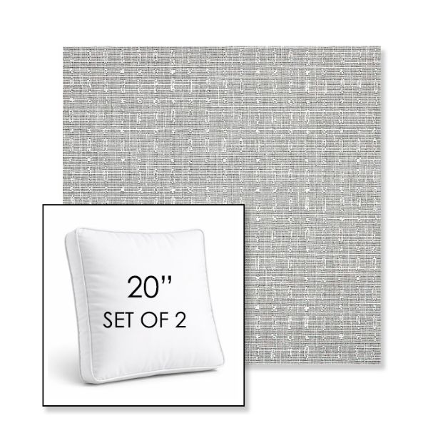 Picture of Embrace Pewter | Set of 2 | 20" Sunbrella Boxed Square Outdoor Throw Pillows with Premium Inserts