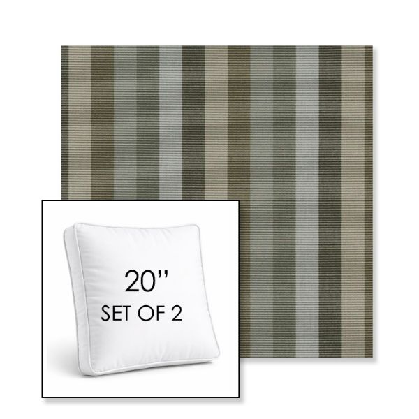 Picture of Entice Moss | Set of 2 | 20" Sunbrella Boxed Square Outdoor Throw Pillows with Premium Inserts