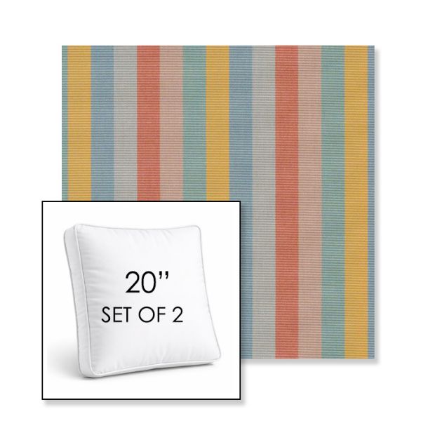 Picture of Entice Sunrise | Set of 2 | 20" Sunbrella Boxed Square Outdoor Throw Pillows with Premium Inserts