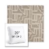 Picture of Escher Greige | Set of 2 | 20" Sunbrella Boxed Square Outdoor Throw Pillows with Premium Inserts