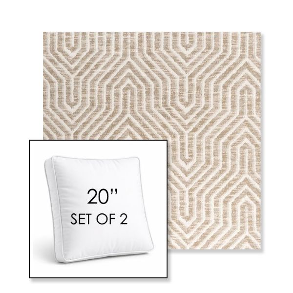 Picture of Etna Dune | Set of 2 | 20" Sunbrella Boxed Square Outdoor Throw Pillows with Premium Inserts