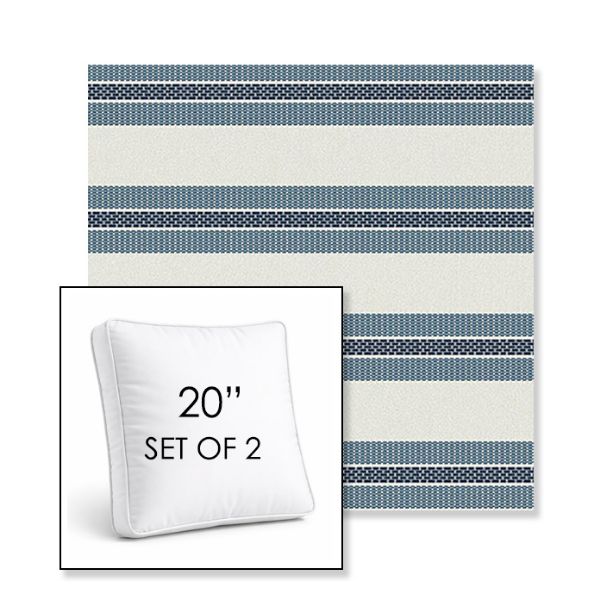 Picture of Excel Denim | Set of 2 | 20" Sunbrella Boxed Square Outdoor Throw Pillows with Premium Inserts