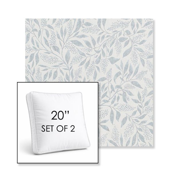 Picture of Exquisite Mist | Set of 2 | 20" Sunbrella Boxed Square Outdoor Throw Pillows with Premium Inserts