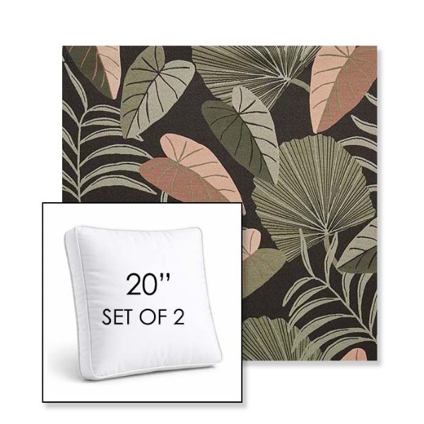 Picture of Fernie Midnight Garden | Set of 2 | 20" Sunbrella Boxed Square Outdoor Throw Pillows with Premium Inserts