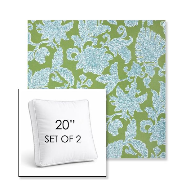 Picture of Floral Song Spring | Set of 2 | 20" Sunbrella Boxed Square Outdoor Throw Pillows with Premium Inserts