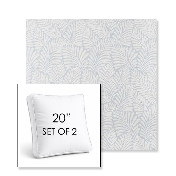 Picture of Frond Sky | Set of 2 | 20" Sunbrella Boxed Square Outdoor Throw Pillows with Premium Inserts