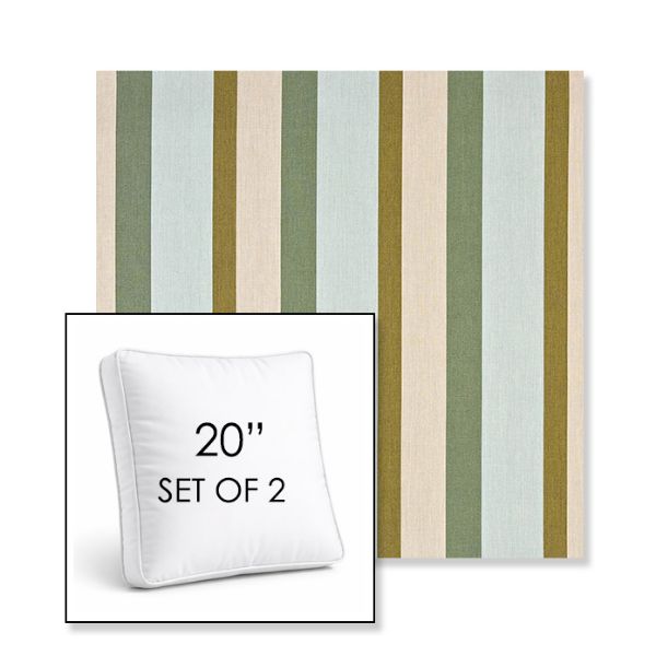Picture of Gateway Aloe | Set of 2 | 20" Sunbrella Boxed Square Outdoor Throw Pillows with Premium Inserts