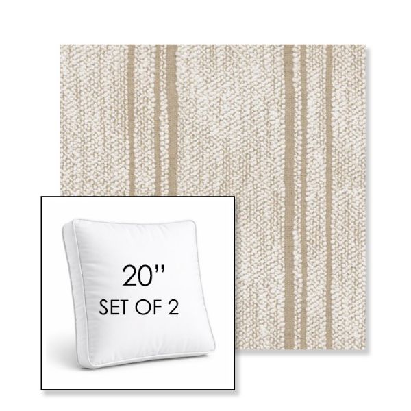 Picture of Harvest Kaolin | Set of 2 | 20" Sunbrella Boxed Square Outdoor Throw Pillows with Premium Inserts