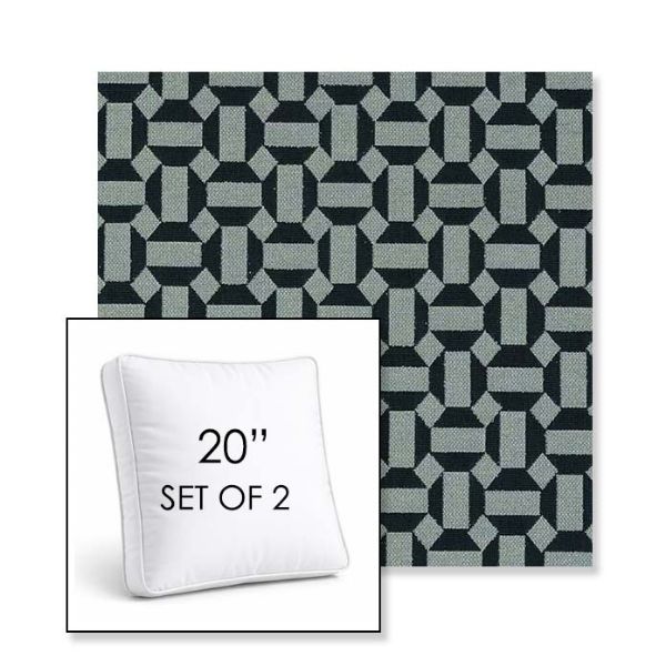 Picture of Hoopla Plume | Set of 2 | 20" Sunbrella Boxed Square Outdoor Throw Pillows with Premium Inserts