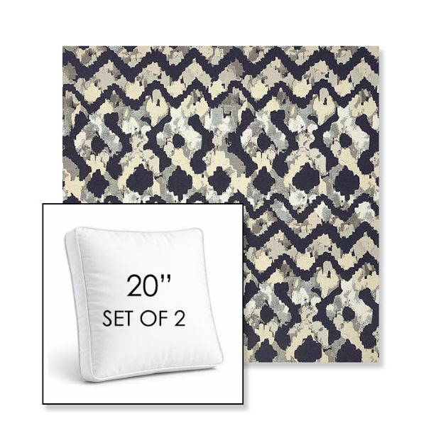 Picture of Inga Midnight | Set of 2 | 20" Sunbrella Boxed Square Outdoor Throw Pillows with Premium Inserts