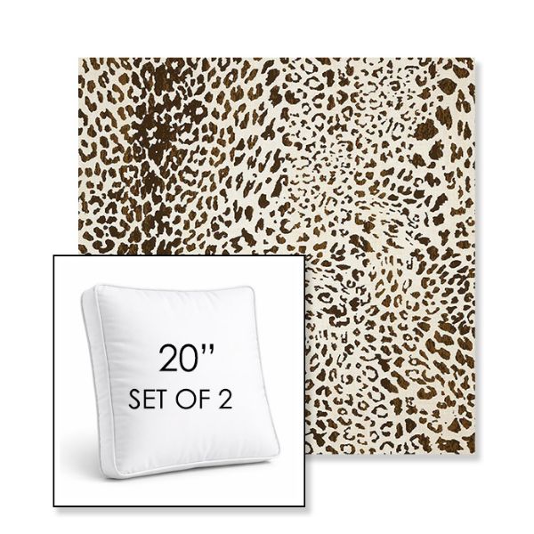 Picture of Instinct Espresso | Set of 2 | 20" Sunbrella Boxed Square Outdoor Throw Pillows with Premium Inserts