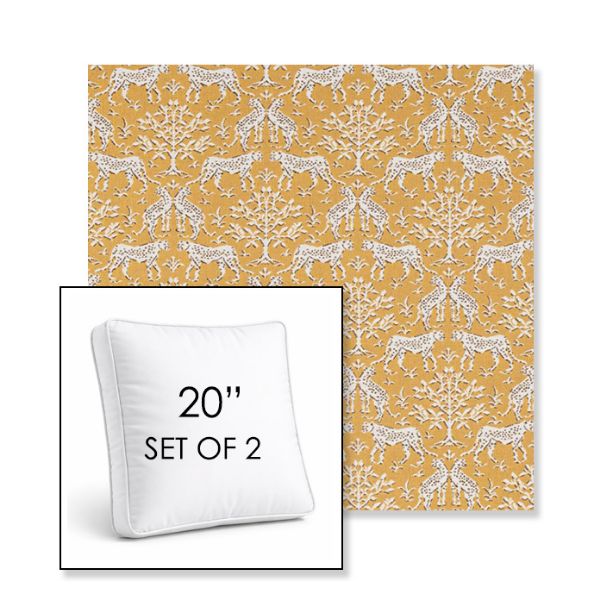 Picture of Jaipur Frame Honey | Set of 2 | 20" Sunbrella Boxed Square Outdoor Throw Pillows with Premium Inserts