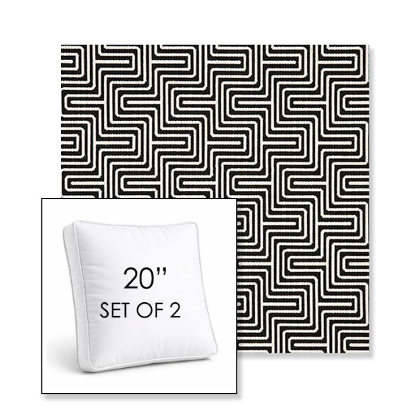 Picture of Key Figure Onyx | Set of 2 | 20" Sunbrella Boxed Square Outdoor Throw Pillows with Premium Inserts