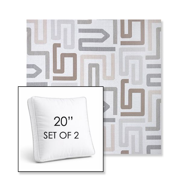 Picture of Labyrinth Cloud | Set of 2 | 20" Sunbrella Boxed Square Outdoor Throw Pillows with Premium Inserts