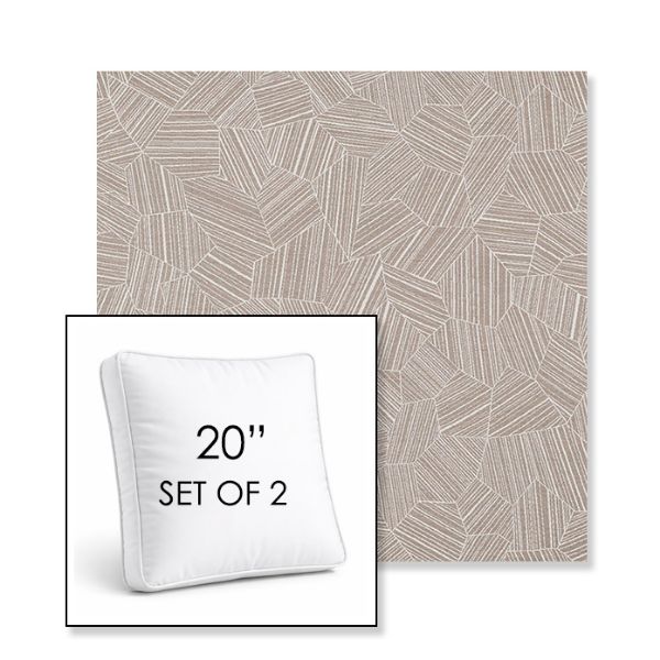 Picture of Leaf Structure Sand | Set of 2 | 20" Sunbrella Boxed Square Outdoor Throw Pillows with Premium Inserts