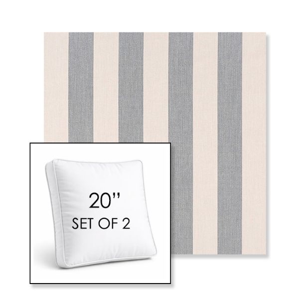 Picture of Leisure Denim | Set of 2 | 20" Sunbrella Boxed Square Outdoor Throw Pillows with Premium Inserts