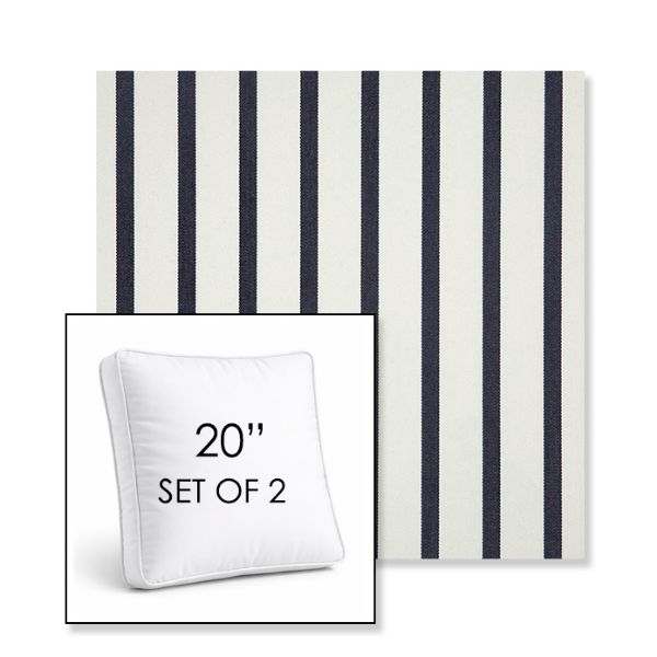 Picture of Lido Indigo | Set of 2 | 20" Sunbrella Boxed Square Outdoor Throw Pillows with Premium Inserts